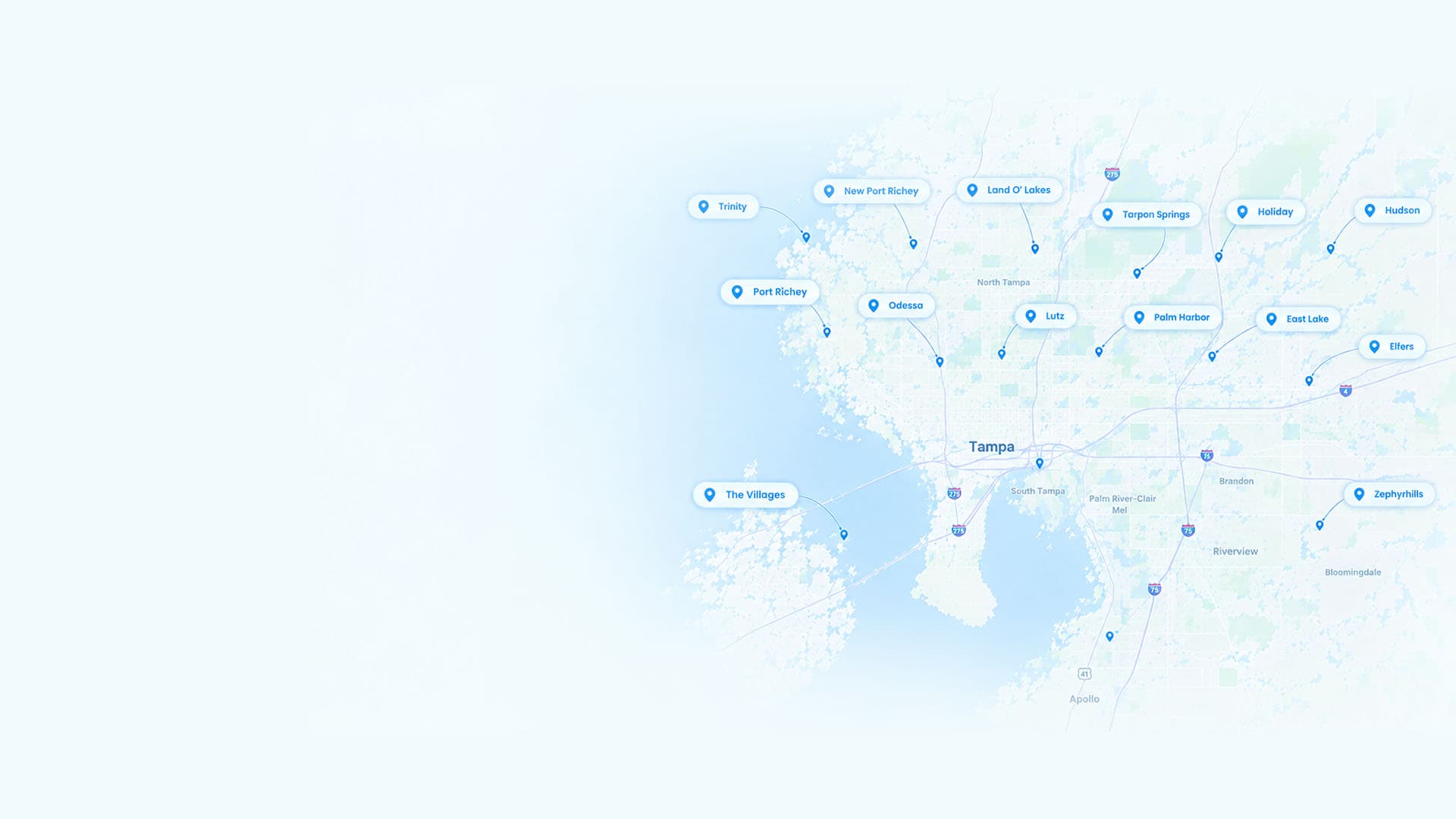 Sunshine Clinical Lab service areas across Trinity, FL and Pasco County